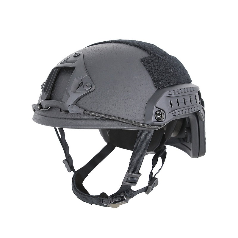 NIJ 3A Casque tactique, léger en polyéthylène réglable de 55 à 62 cm, 1,5 kg avec rails extensibles pour accessoires (BK1, L (56-60 cm